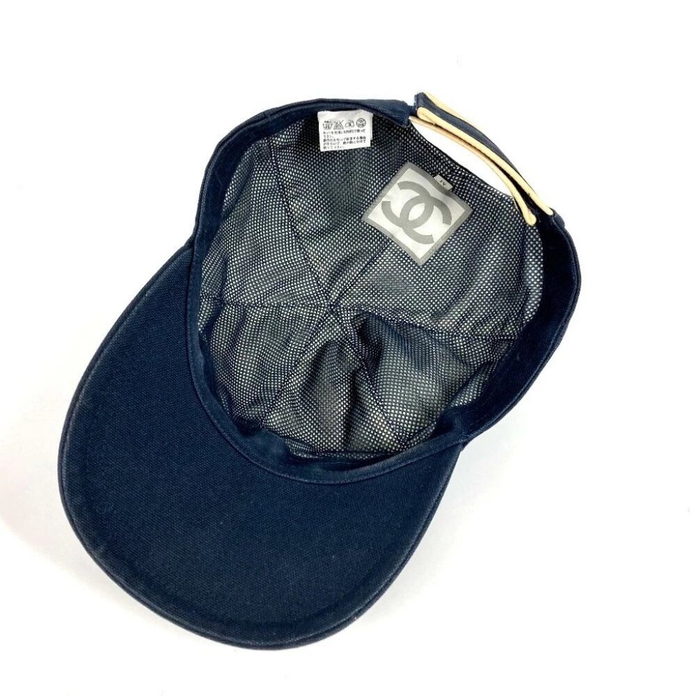 CHANEL Sports CC CC Mark logo hat cap baseball cap cotton Navy/Red - Picture 6 of 16